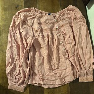 Old Navy Light Pink Lace Detail Blouse